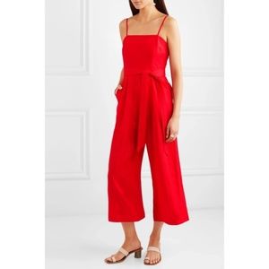 J Crew Red Linen Jumpsuit w/  Belt Size 6